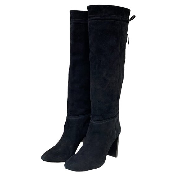 Kate Spade Shoe Over the Knee Heeled Boot Black Suede Leather 6 1/2 Medium M - Picture 6 of 16